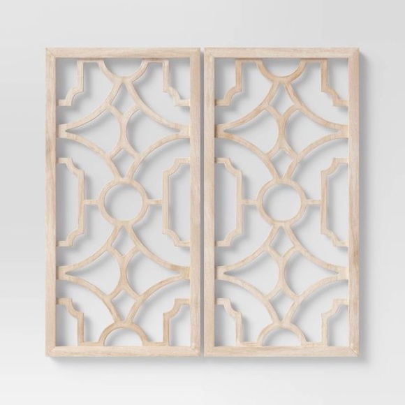Wood Lattice Wall Hanging Elegant Decorative Panels, Modern Geometric Design - Picture 1 of 8